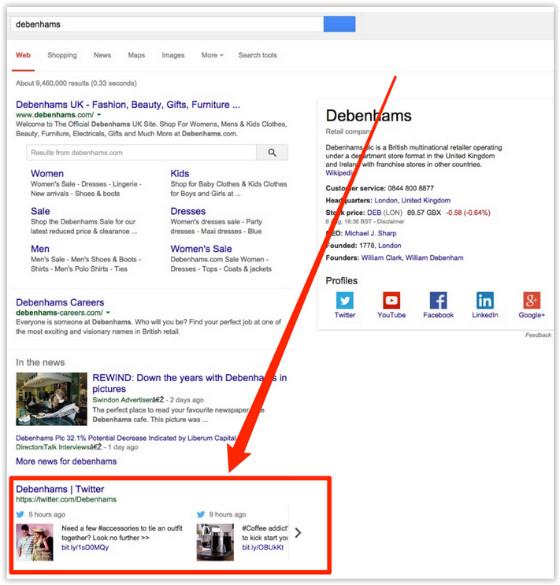 Twitter on Google Search